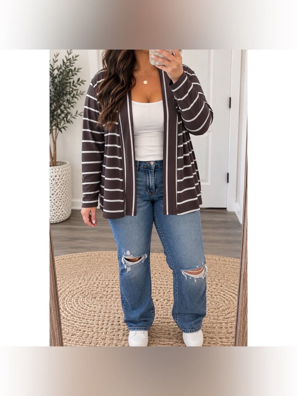 LOGO By Lori Goldstein Purple Striped Cardigan Top XL
